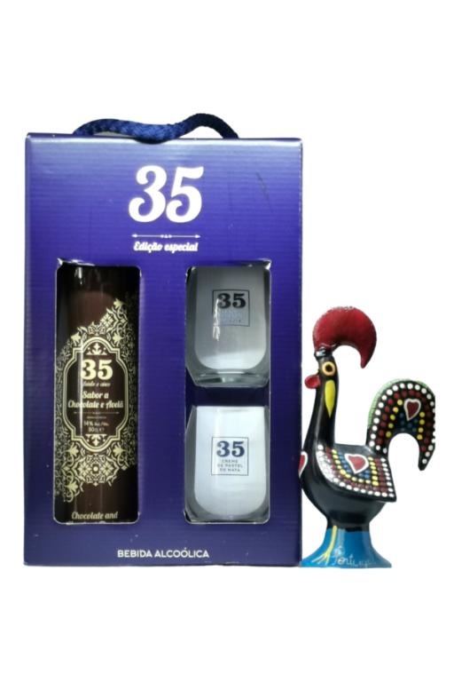 Licor 35 - Chocolade & Hazelnoot Likeur | Pack Met 2 Glazen | 50cl | SaboresDePortugal.nl